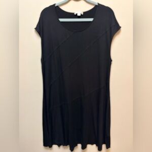 SPENSE Black Viscose Knee Length Shirt Dress